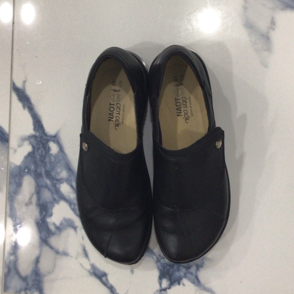 Naot Black Leather Slip-On Shoes